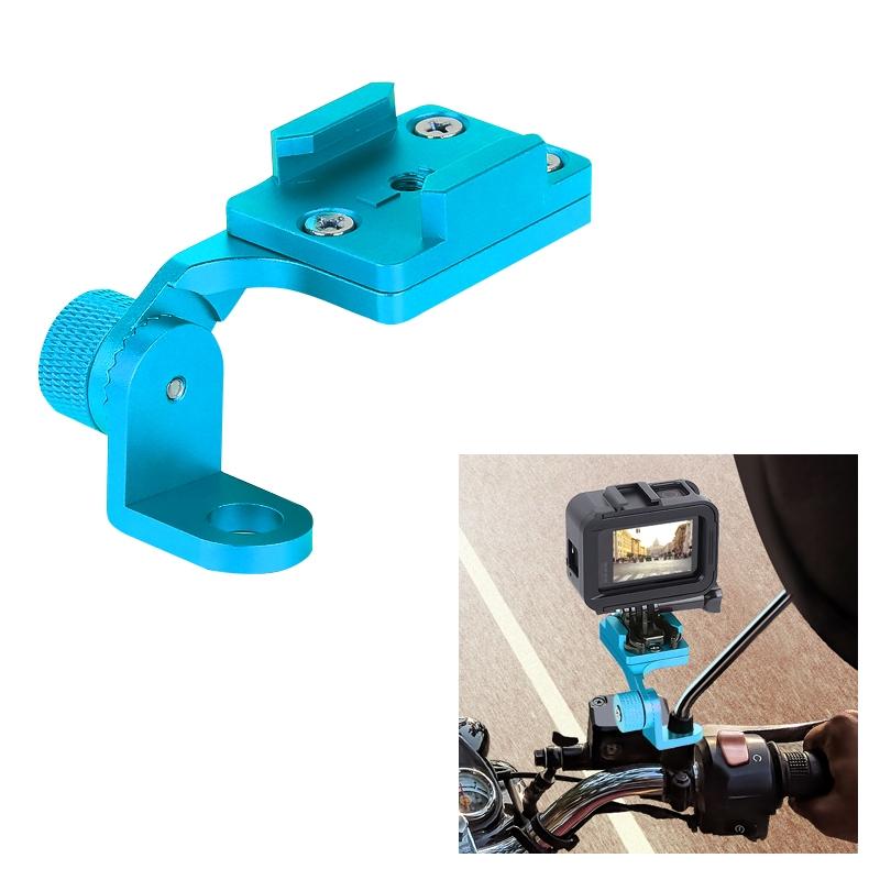 V562-CQ0021ATOM-202506181713-00 Universal Motorcycle Phone Bracket for Action Cameras - Cyan - Image 1