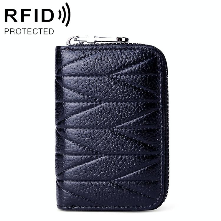 V562-D0610BCC-202505291510-00 Women Anti Magnetic Leather Rfid Wallet - Dark Blue - Image 1