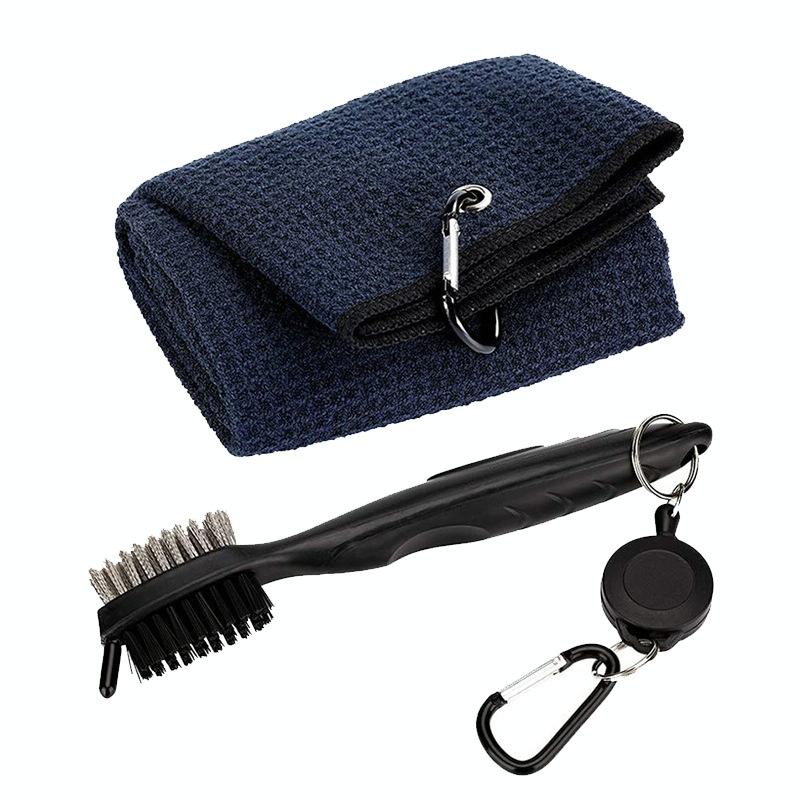 V562-D1008612060DBT-202503041753-00 Club Cleaning Brush & Hook Towel Golf Set - Compact & Convenient - Black - Image 1