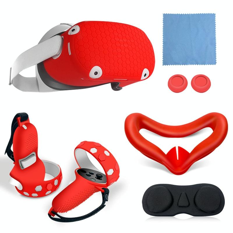 Complete Silicone Controller Cover Set for Meta Quest - 6 Pieces - Red