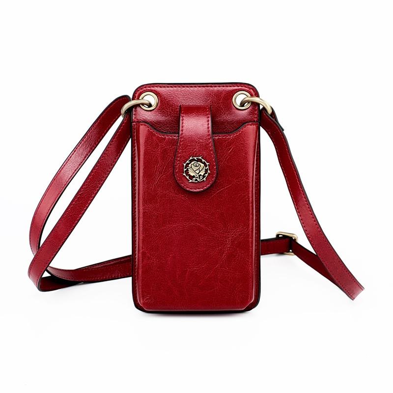 V562-D102098200ADE-202505191445-00 Mini Leather Crossbody For Women Fits Mobile Phones - Wine Red - Image 1