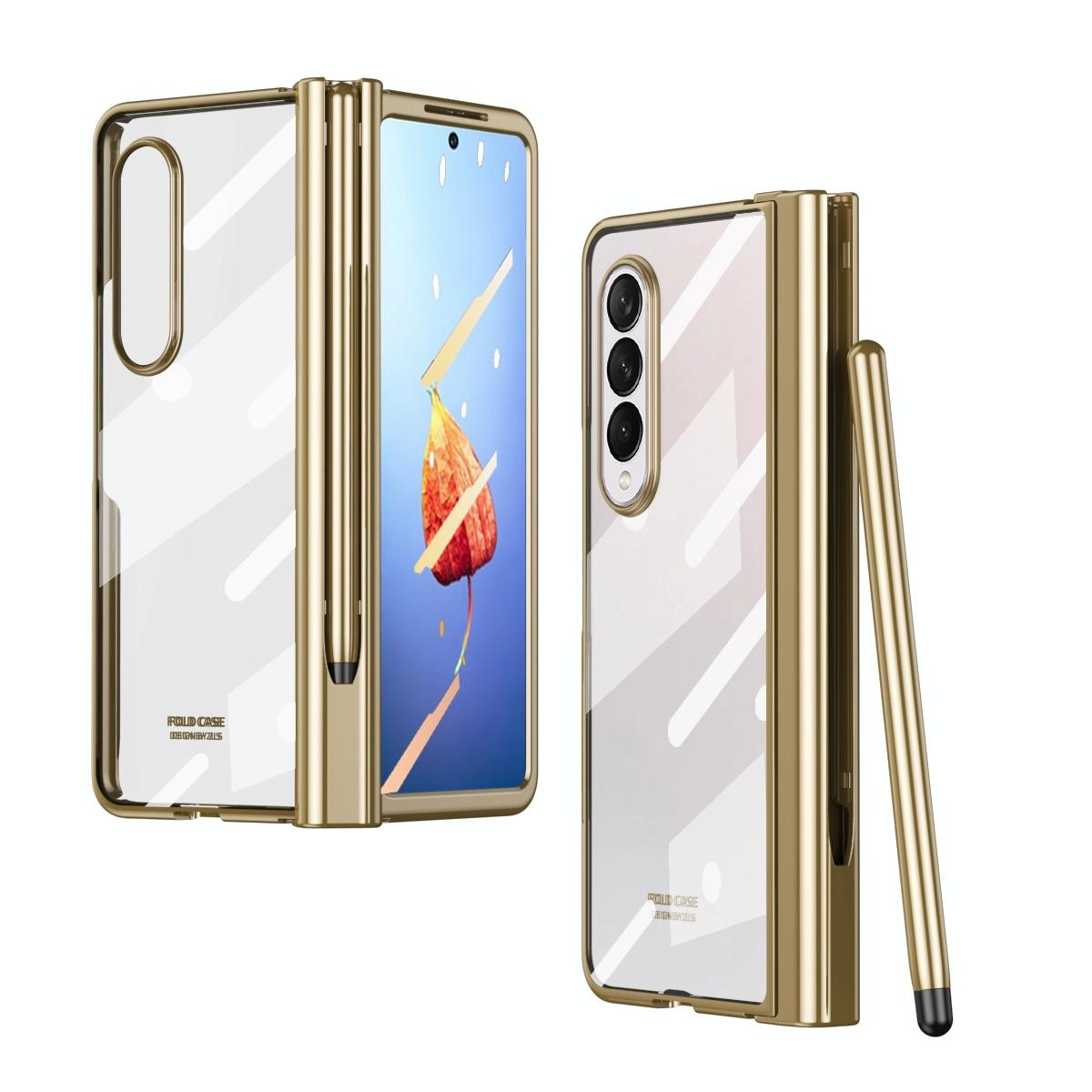 V562-D102803300ADE-202505221932-00 For Samsung Galaxy Z Fold4 5G Full Body Phone Case with Integrated Hinge and Pen Slot - Gold - Image 1