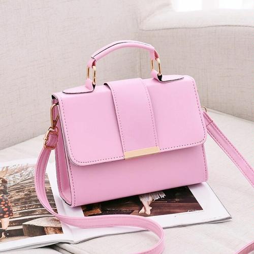 V562-D103689150DBT-202504251640-00 Women Small Leather Shoulder Bag - Flap Crossbody Messenger - Pink - Image 1