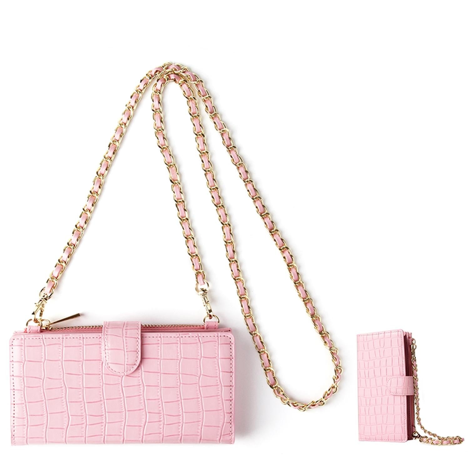 V562-D1048192060DBT-202505191511-00 Long Crossbody Mini Shoulder Bag For Coins & Phone - Pink - Image 1