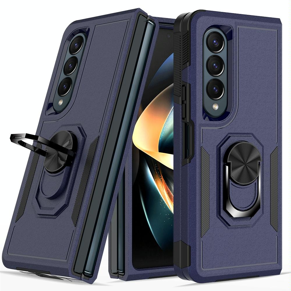 V562-D104869300ADE-226196-00 For Samsung Galaxy Z Fold4 5G Tpu Shockproof Case With Ring - 2 In 1 Design - Dark Blue - Image 1