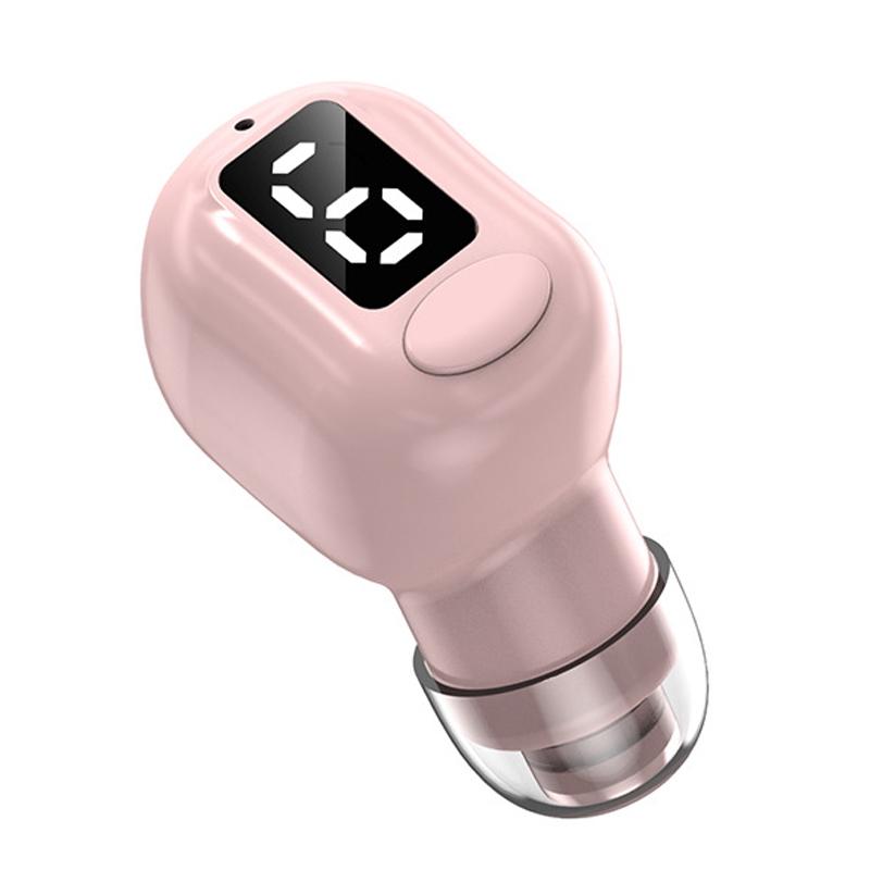 V562-D1063423060DBT-202505222112-00 Mini Bluetooth Earphones with M5 Digital Display - Pink - Image 1