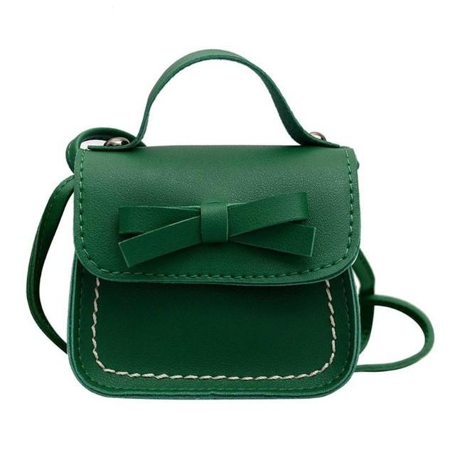V562-D1064230020DBT-202505191446-00 Mini Bowknot Pu Leather Baby Girls Messenger Bag - Green - Image 1