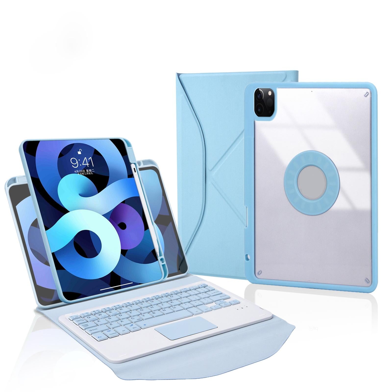 V562-D106972300ADE-202504291937-00 Bluetooth Keyboard Leather Case For Ipad Pro 11 With Pen Slot And Touchpad - Sky Blue - Image 1