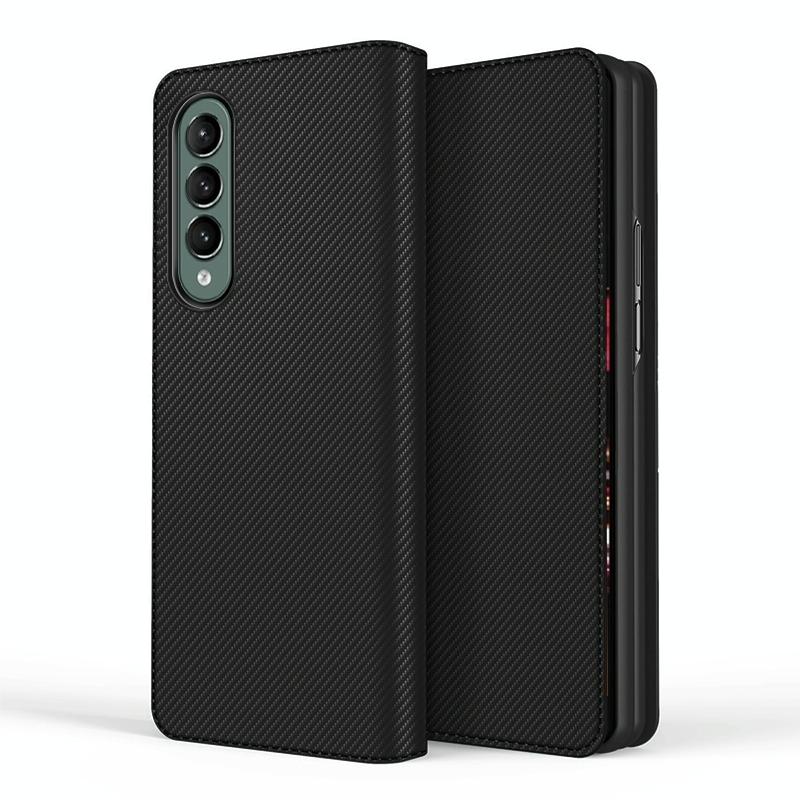 V562-D107152300ADE-202503211510-00 For Samsung Galaxy Z Fold4 5G Foldable Leather Phone Case - Horizontal Flip - Fiber Black - Image 1