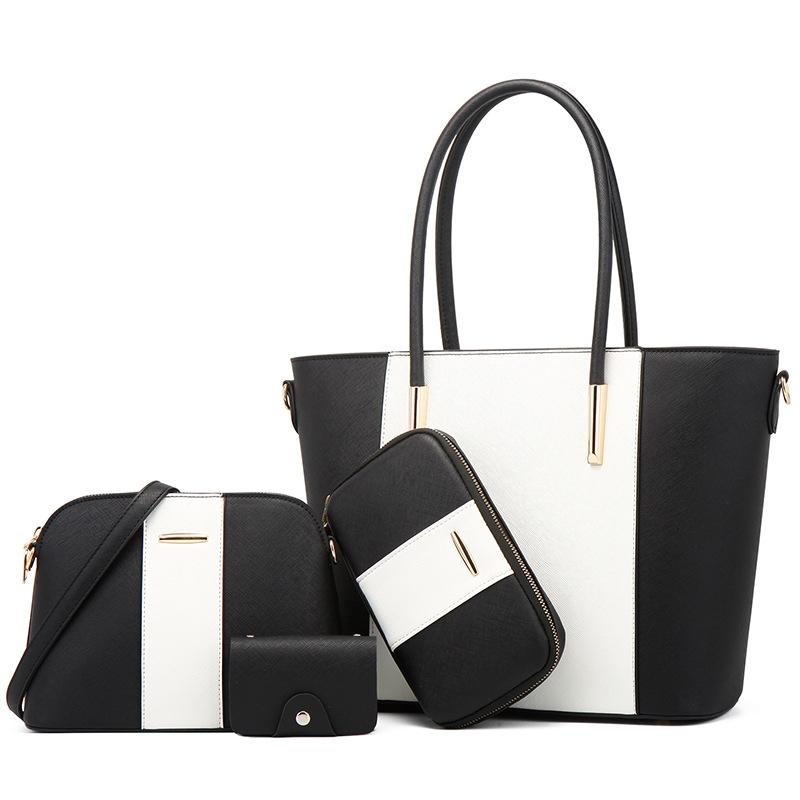V562-D1076271060DBT-202504251736-00 Stylish 4-in-1 Diagonal Handbag with Large Capacity - Black White - Image 1