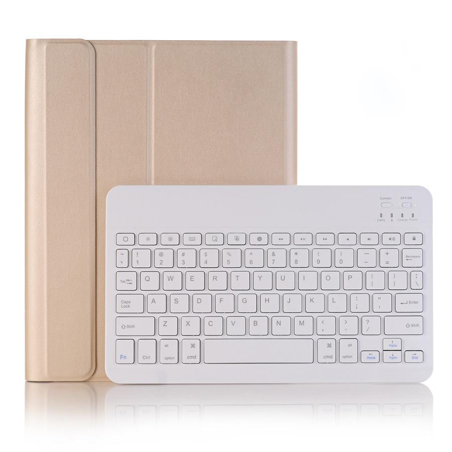 V562-D107730400ADE-202504291847-00 Bluetooth Keyboard Leather Tablet Case For Ipad Air 3 / Pro 10.5 / 10.2 - Detachable - Gold - Image 1