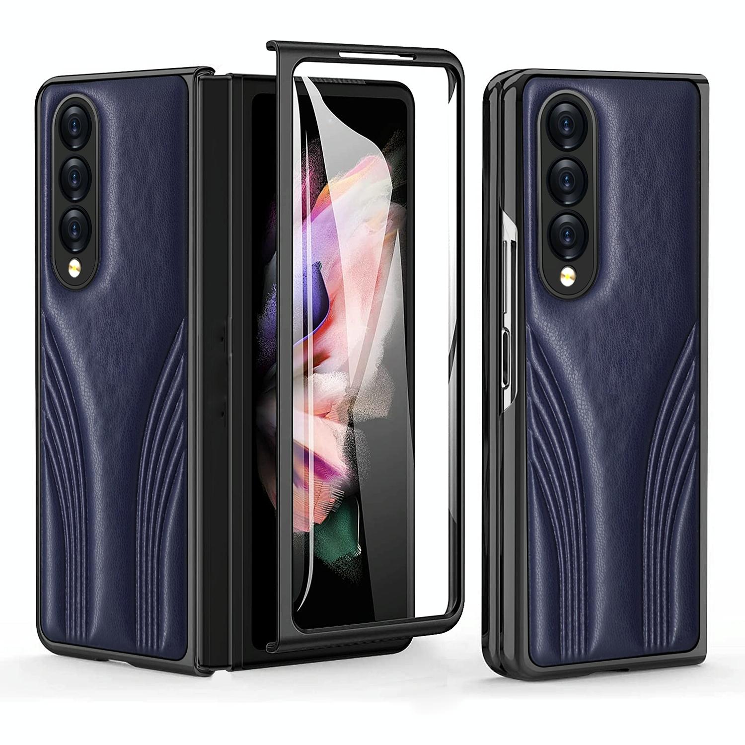 V562-D107752300ADE-202502212250-00 For Samsung Galaxy Z Fold4 5G Embossed Folding Case - Blue - Image 1