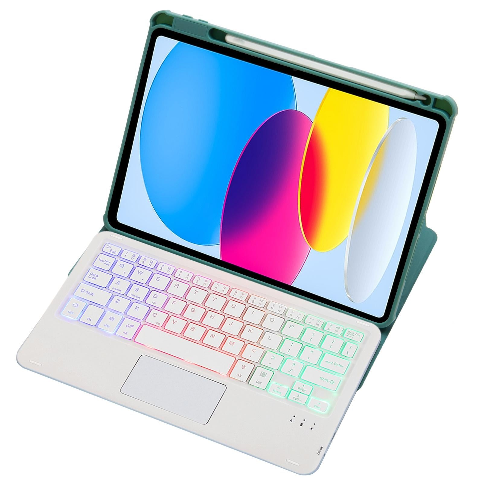 V562-D108117400ADE-202504292026-00 360 Rotation Bluetooth Keyboard Leather Case For Ipad 10.9 2022 With Touch Control And Backlight - Green - Image 1