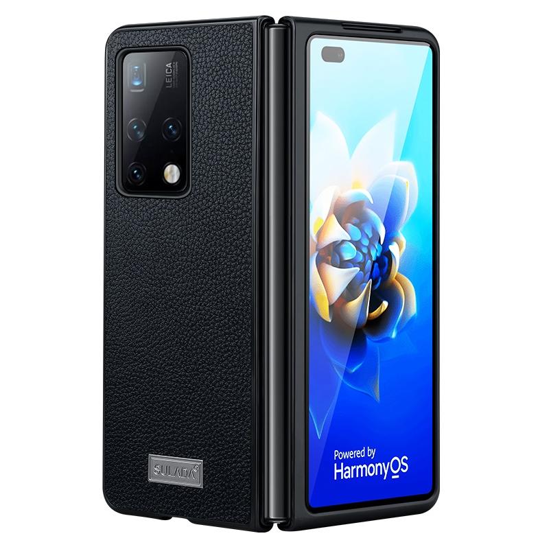 V562-D108645300ADE-202503211441-00 For Samsung Galaxy Z Fold4 5G Handmade Leather Shockproof Tpu Case - Black - Image 1