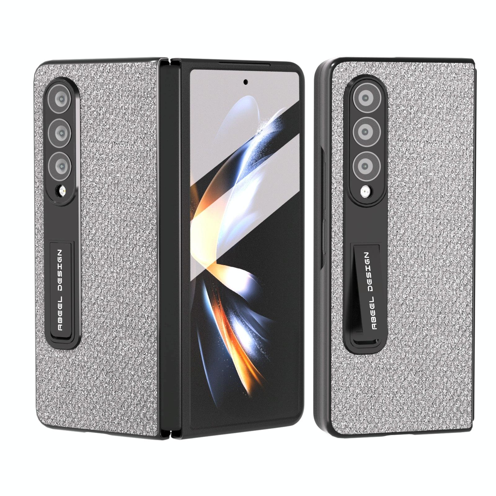 V562-D201017400ADE-202505291227-00 For Samsung Galaxy Z Fold4 5G Diamond Edge Case With Holder - Black - Image 1