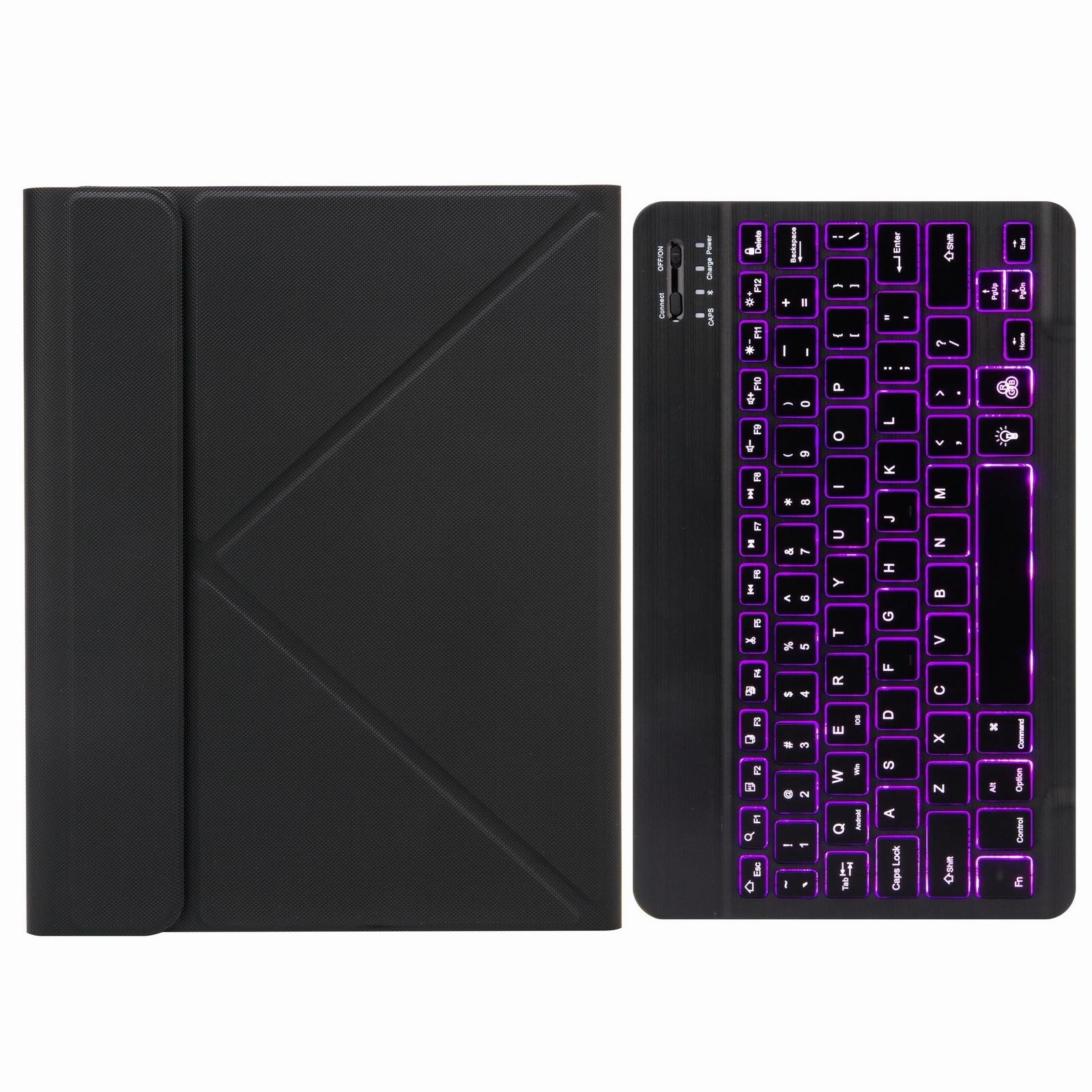 V562-D204064200ADE-202504292012-00 Bluetooth Keyboard Leather Case For Ipad 9.7 2018 / 2017 With Backlight & Three-Fold Holder - Black - Image 1