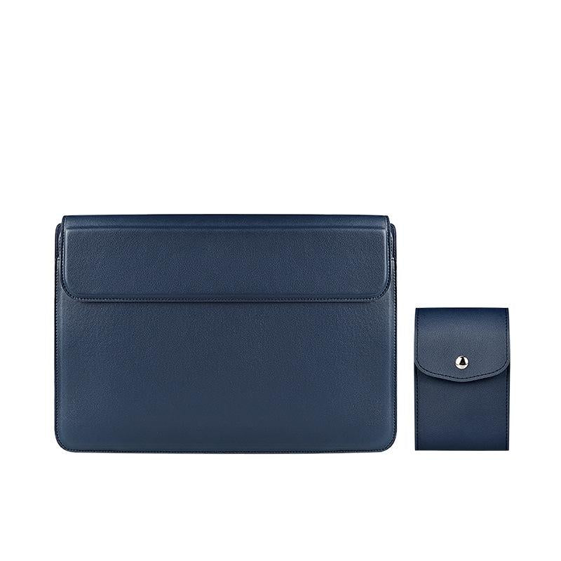 V562-D2084142060DBT-202502282026-00 Leather Laptop Liner Bag - 14.1-15.4 Inches with Stand Function - Sapphire Blue With Bag - Image 1