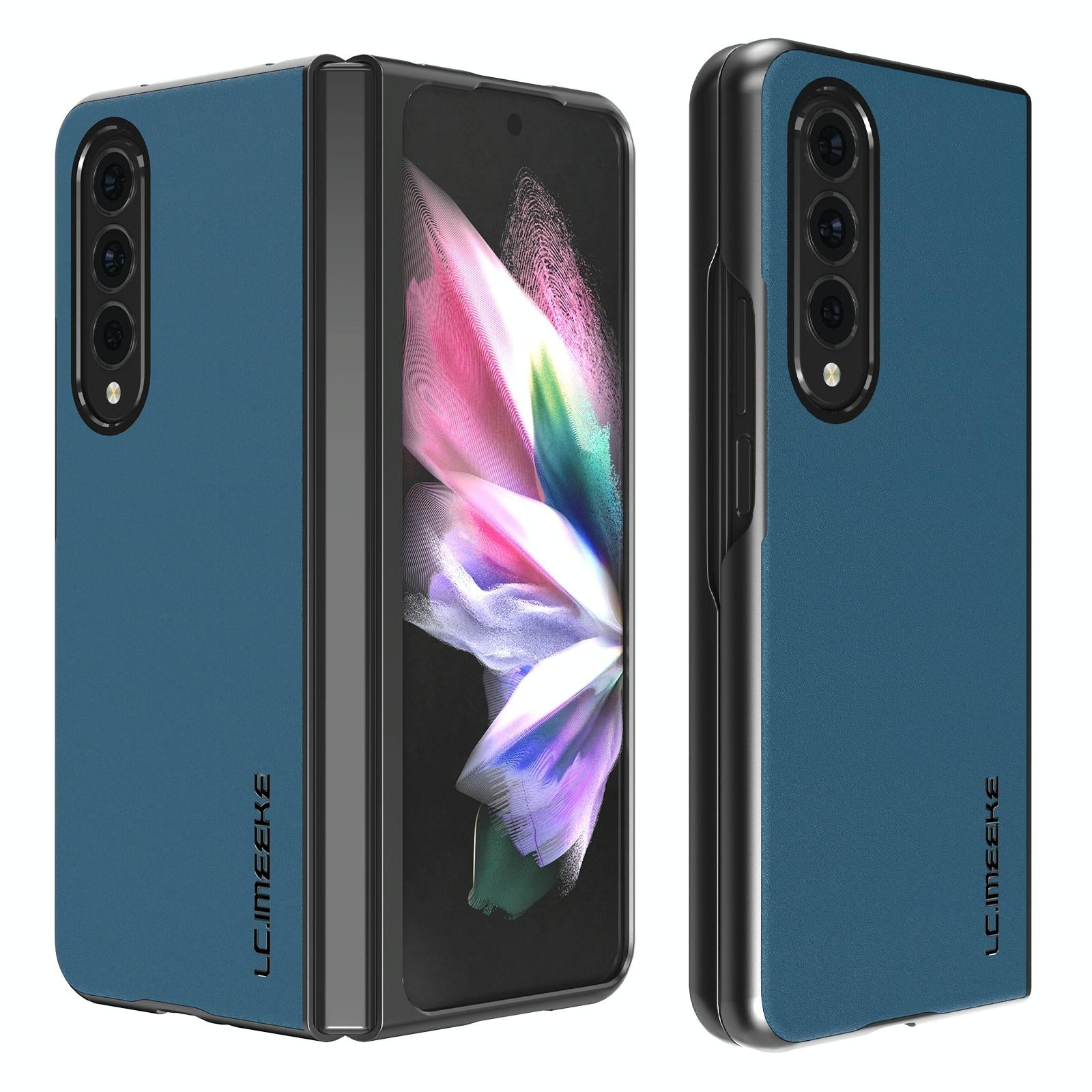 V562-D208681300ADE-202503211315-00 For Samsung Galaxy Z Fold4 5G Leather Shockproof Case - Blue - Image 1