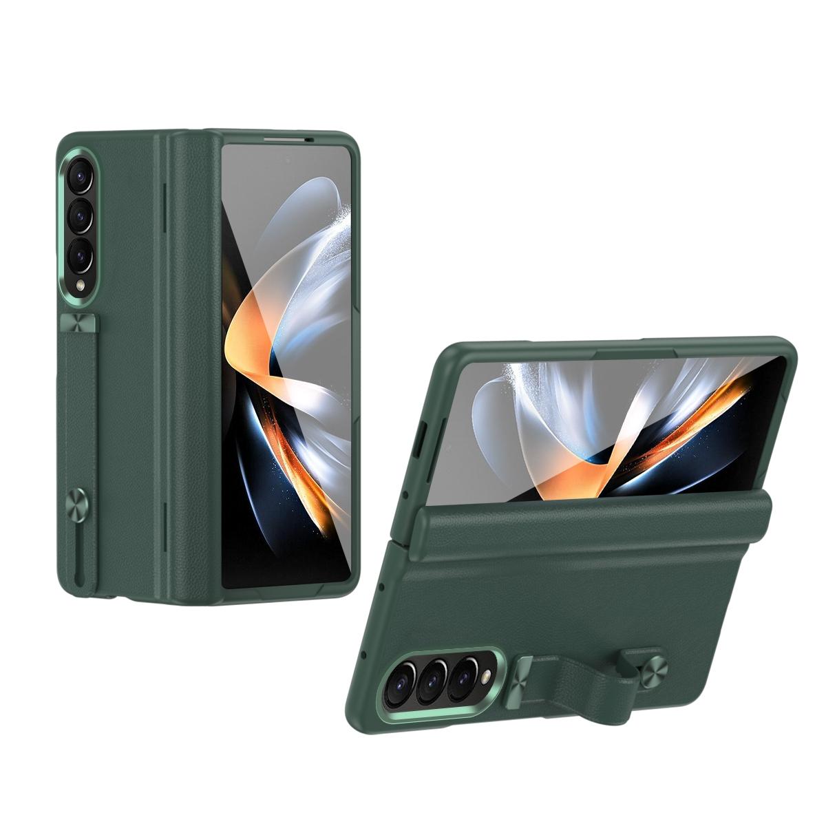 V562-D209105200AYS-202505221941-00 For Samsung Galaxy Z Fold4 5G Leather Wristband Phone Case - Green - Image 1