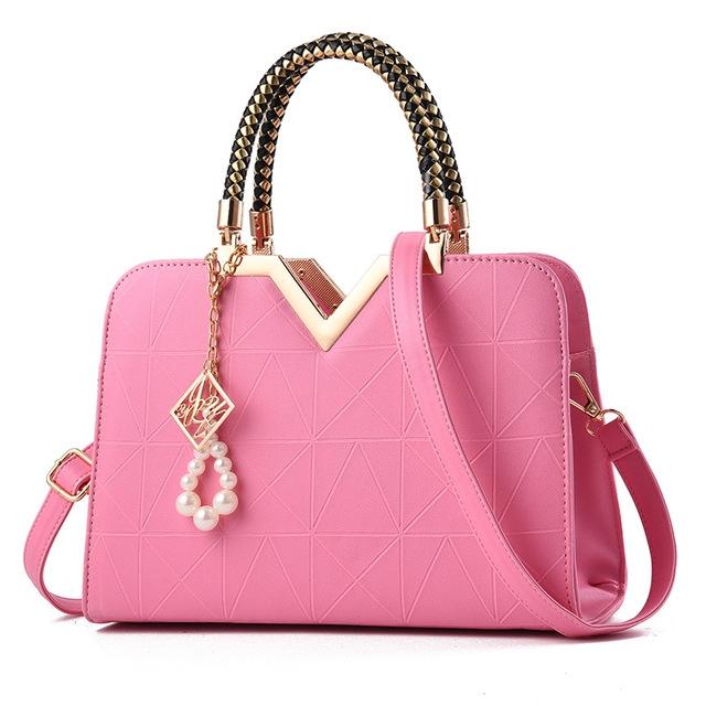 V562-E100319980DBT-202504251718-00 Women Zipper Shoulder Bag with Phone Pocket and Crossbody Strap - Pink - Image 1