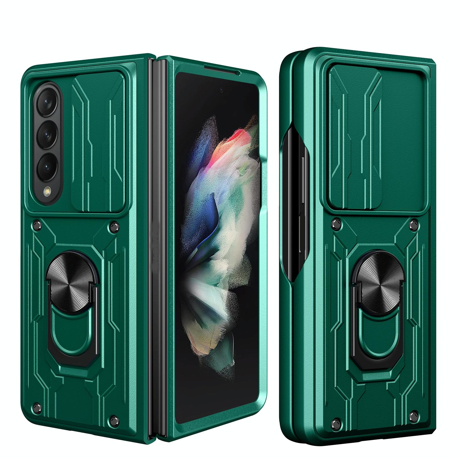 V562-E100512300ADE-202504292046-00 For Samsung Galaxy z Fold4 5G Protective Sliding Camshield Phone Case - Dark Green - Image 1