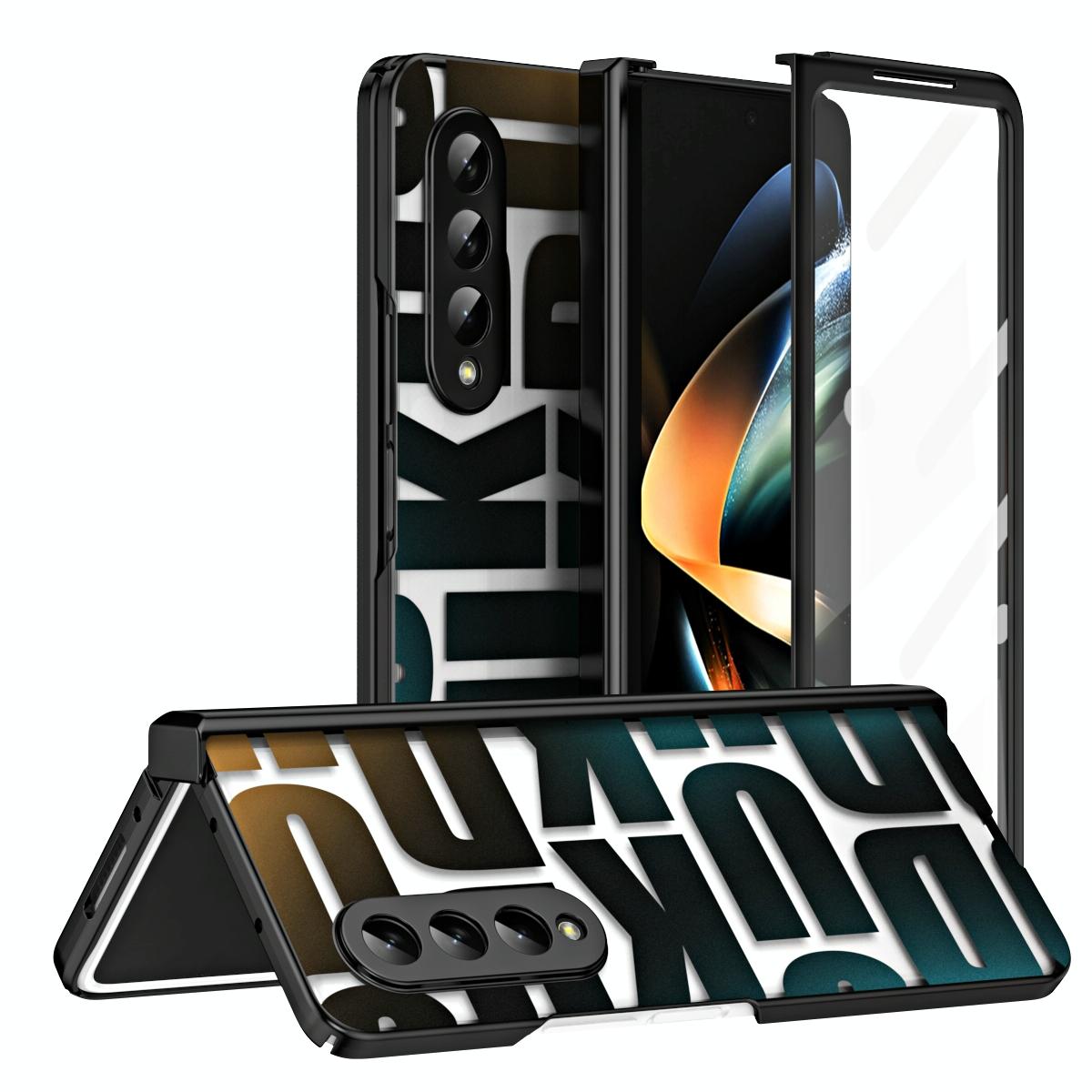 V562-E100607400ADE-202502241315-00 For Samsung Galaxy Z Fold4 5G Foldable Electroplated Phone Case With Hinge - Black - Image 1
