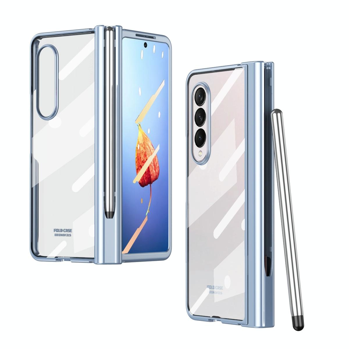 V562-E101803300ADE-202505291310-00 For Samsung Galaxy Z Fold4 5G Case With Pen Slot - Electroplated Full Body - Blue - Image 1
