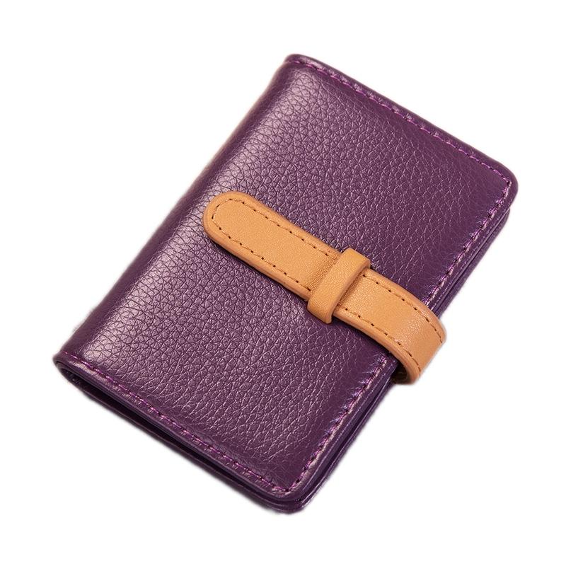 V562-E1021022750DBT-202503280231-00 Portable Pu Leather Card Holder - Business & Credit Cards - Purple - Image 1
