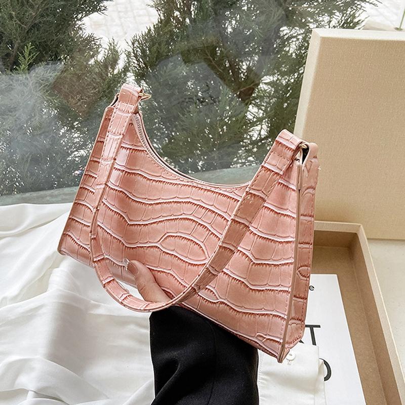 V562-E1024043060DBT-202502271805-00 Small Square Stone Pattern Shoulder Bag for Women - Pink - Image 1