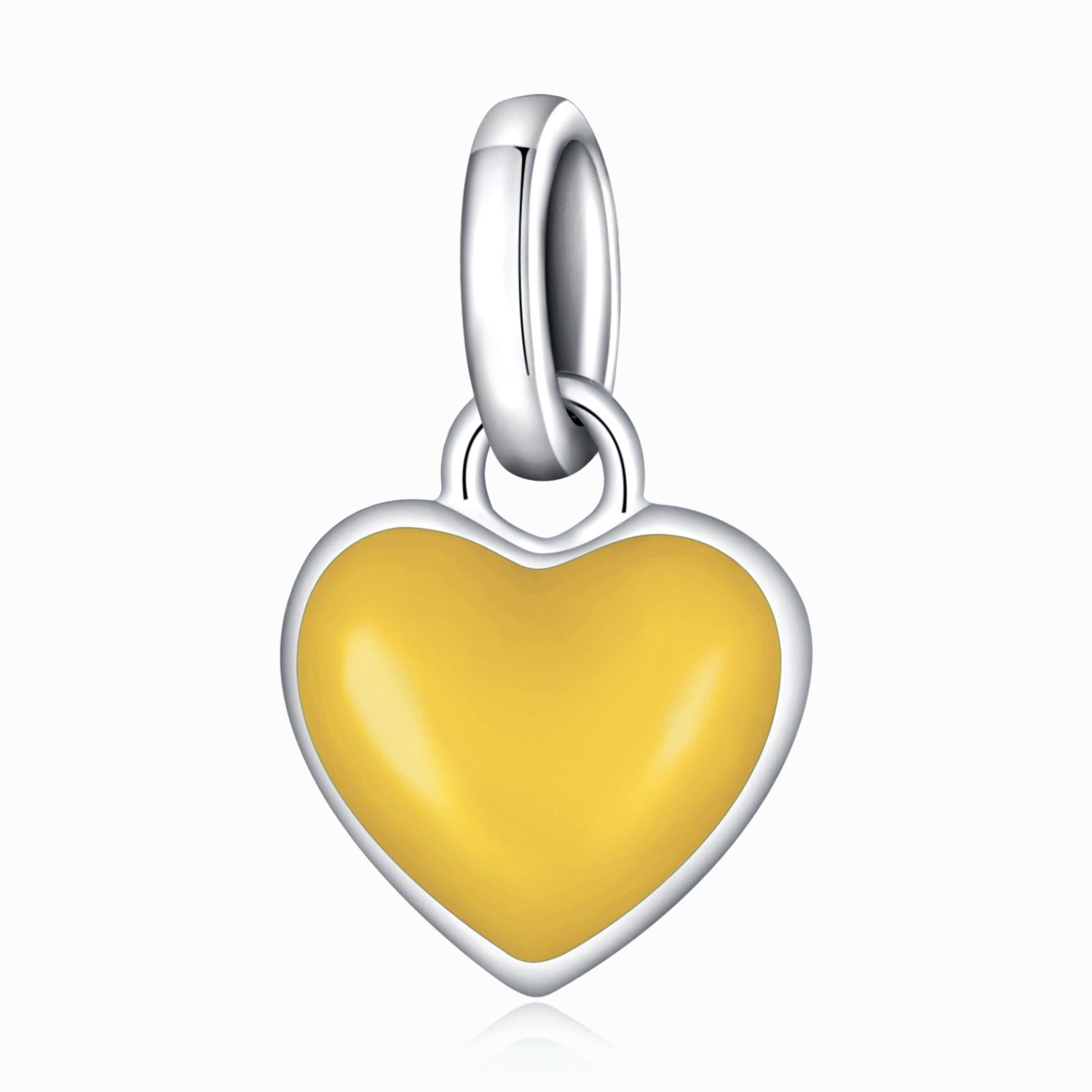 V562-E102729200ADE-202504111926-00 925 Sterling Silver Heart Pendant For Diy Bracelets & Necklaces - Yellow - Image 1