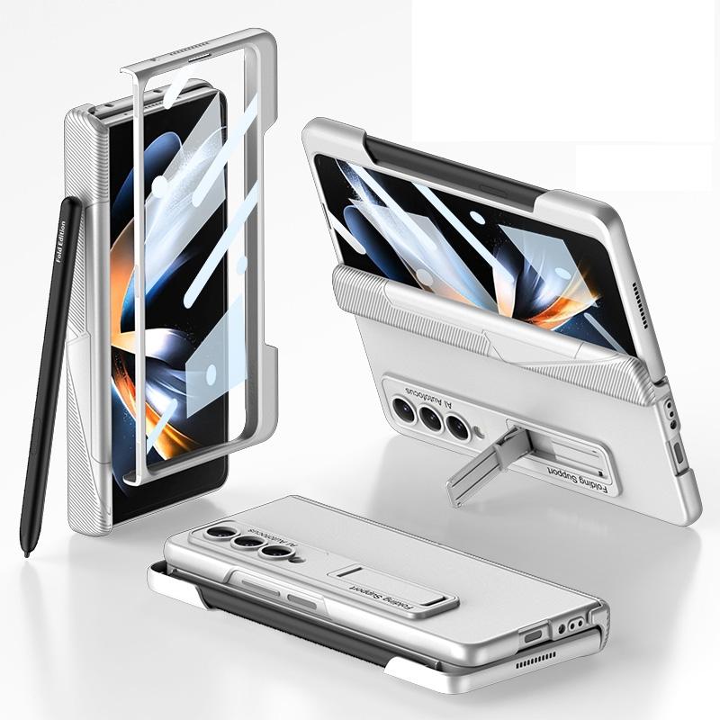 V562-E104057300ADE-202503211316-00 For Samsung Galaxy Z Fold4 5G Foldable Phone Case With Magnetic Closure And Pen Slot - Compact And Convenient - Silver - Image 1