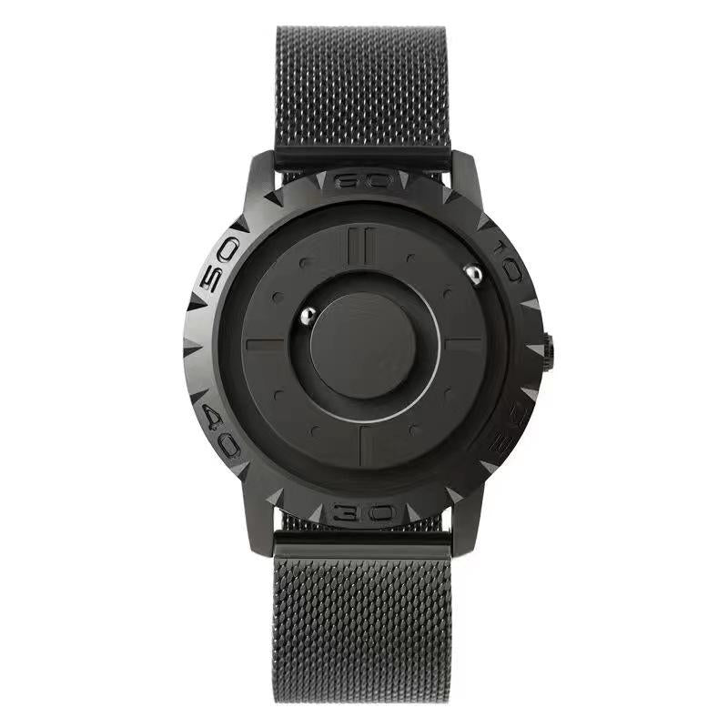 V562-E1051492060DBT-202504171911-00 Bezel-free Magnetic Ball Watch - Men Design - Black Net Strip - Image 1