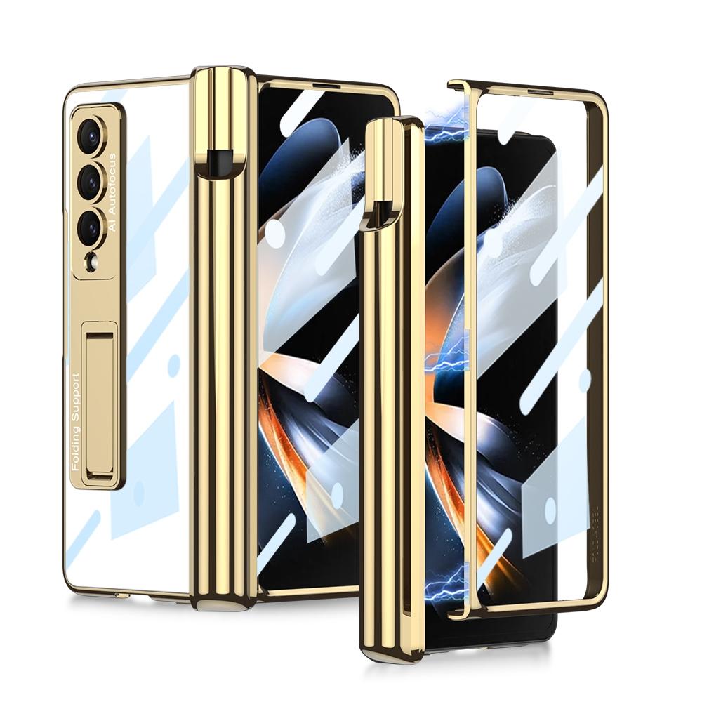 V562-E106190400ADE-202505291320-00 For Samsung Galaxy Z Fold4 5G Shockproof Magnetic Case With Pen Slots - Gold - Image 1
