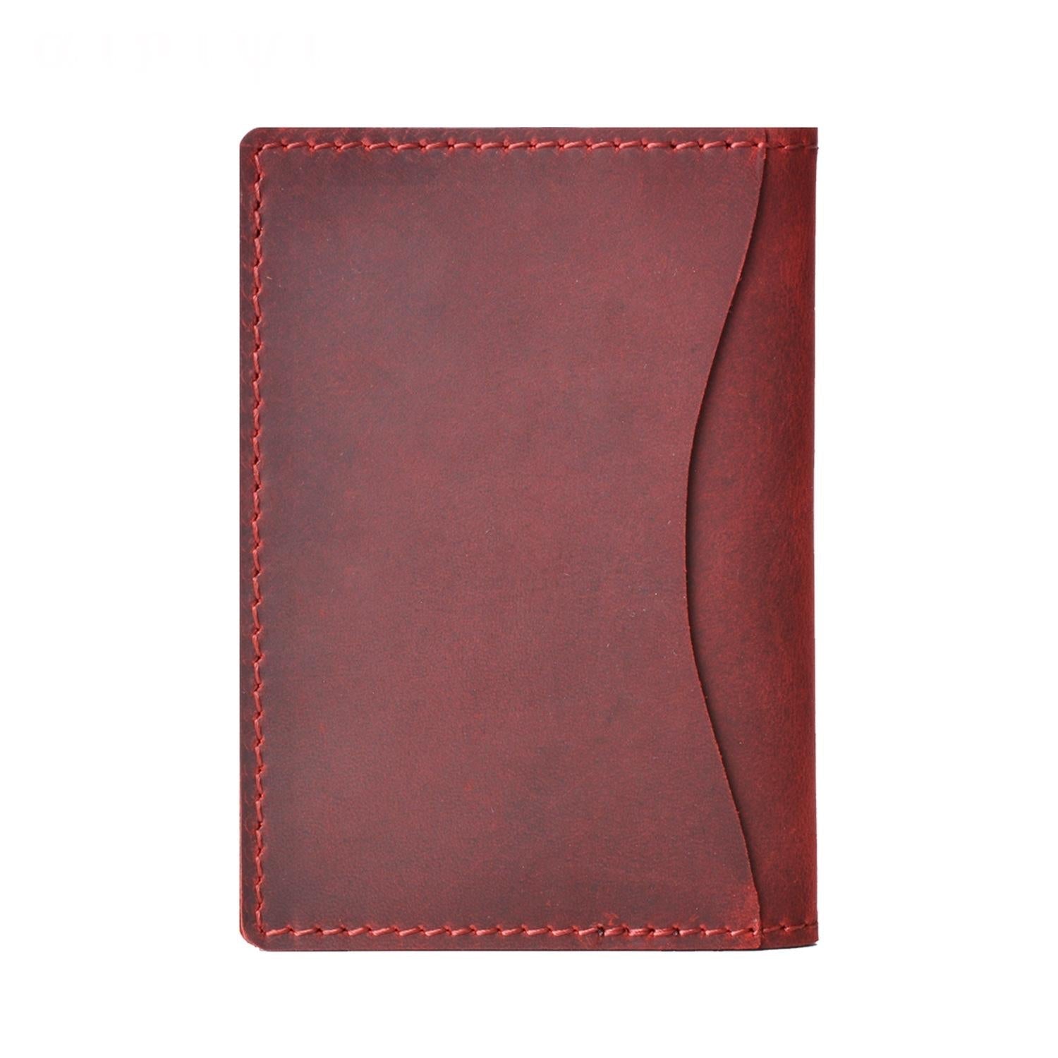 V562-E1064988950DBT-202503280215-00 Minimalist Cowhide Card Holder Compact Wallet For Bank & Membership Cards - Wine Red - Image 1
