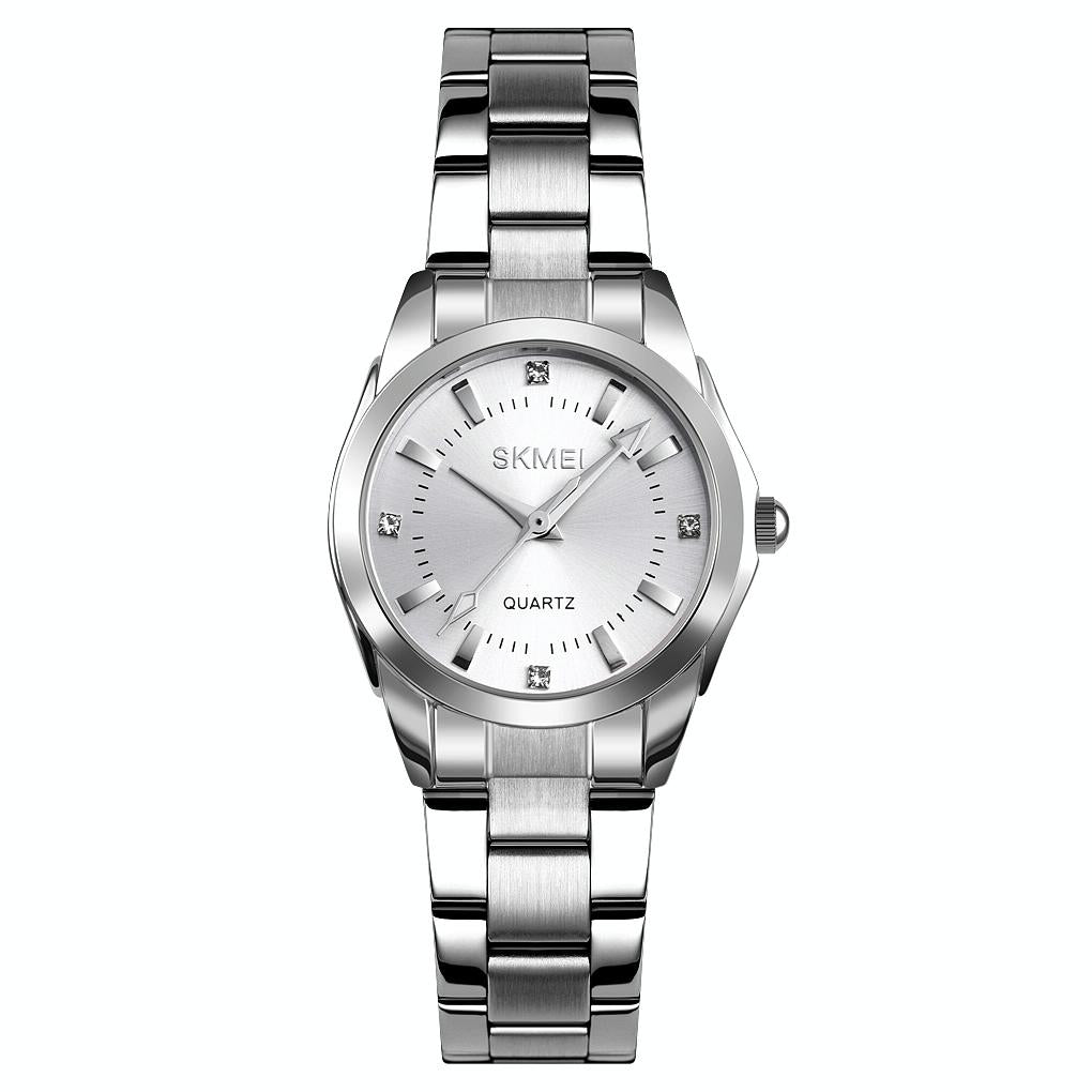V562-E106530100AYS-202502220240-00 Waterproof Quartz Women Watch with Rhinestone Steel Strap - Delicate and Creative - White - Image 1