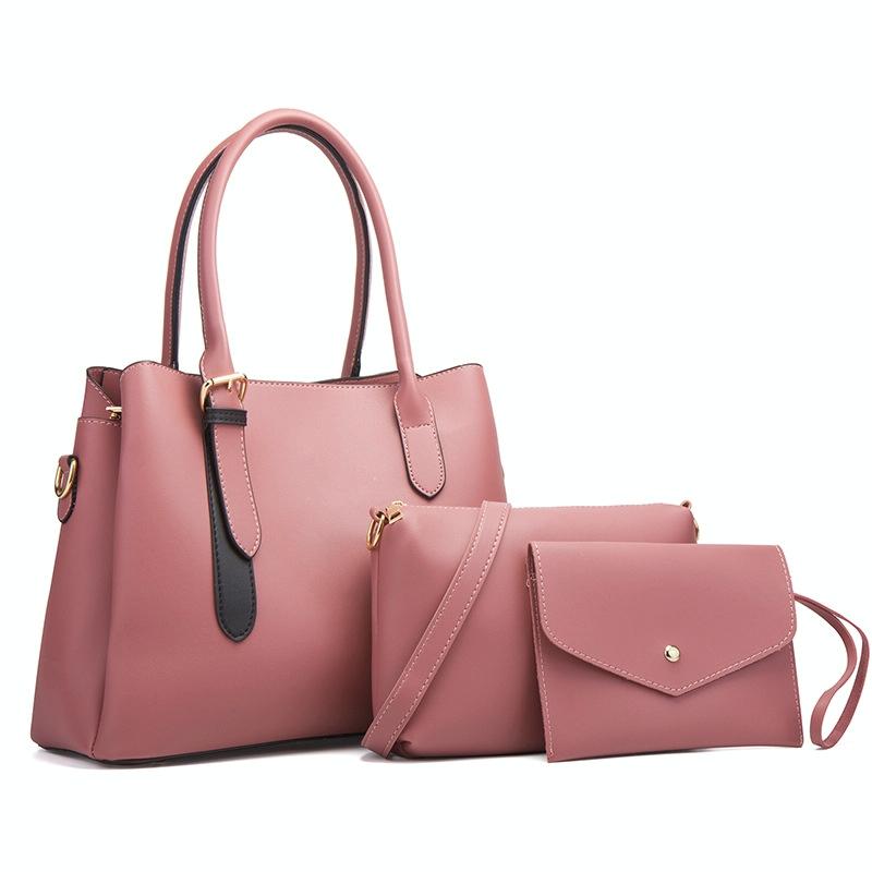 V562-E1079271060DBT-202503041316-00 Large Capacity 3-in-1 Diagonal Handbags in Pink Pu Leather - Image 1
