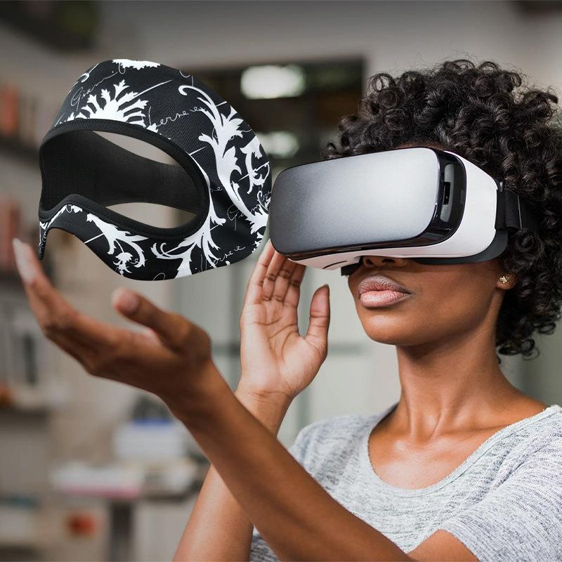 V562-E1083662060DBT-202503052036-00 Breathable Vr Eye Mask - Sweatproof - Black White Flower - Image 1