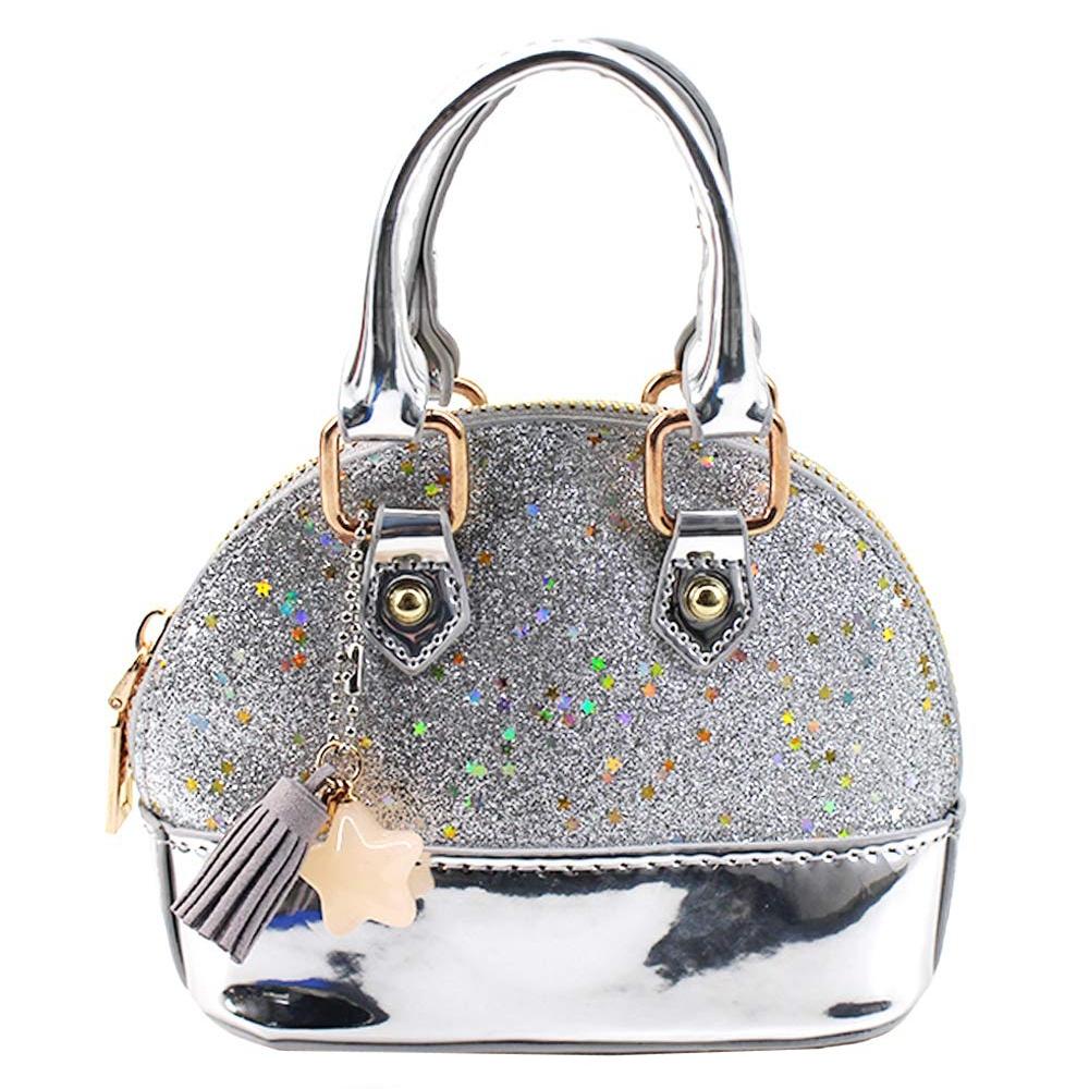 V562-E1086663810DBT-202505191442-00 Mini Leather Shoulder Bag For Girls Cute & Compact - Silver - Image 1