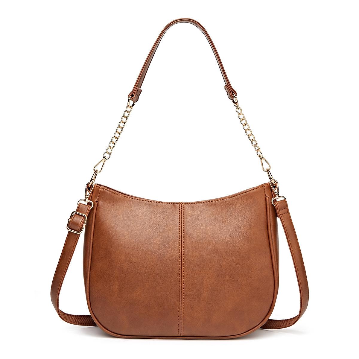V562-E1094343060DBT-202505191527-00 Adjustable Leather Crossbody Bag Large Capacity - Brown - Image 1