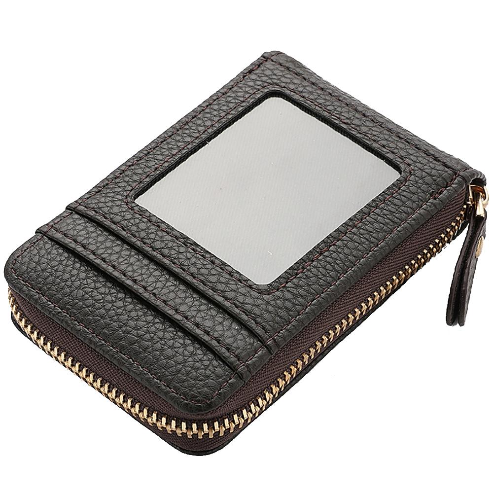 V562-E1098883060DBT-202503280235-00 Multi Slot Short Card Holder With Zipper Coin Purse Pu Leather - Coffee - Image 1