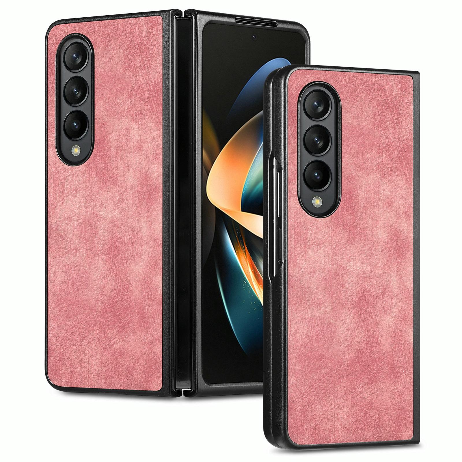 V562-E204738400ADE-202505291247-00 For Samsung Galaxy Z Fold4 5G Pu Back Cover - Solid Colour - Pink - Image 1