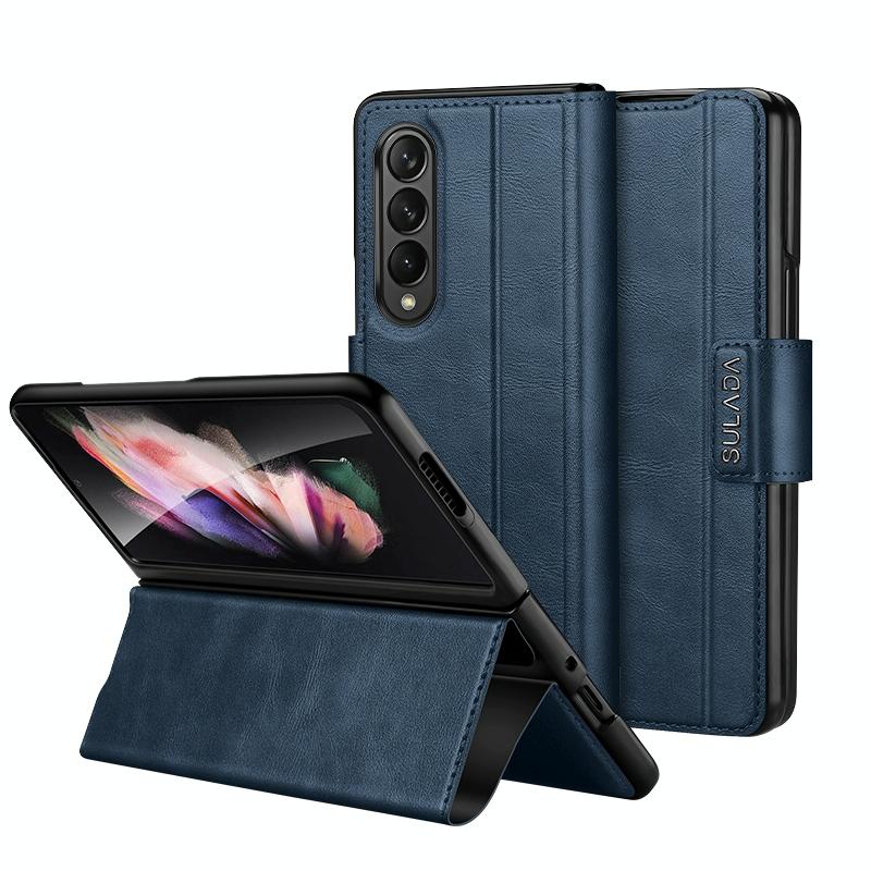 V562-E207949400ADE-202505291327-00 For Samsung Galaxy z Fold4 5G Magnetic Snap Leather Flip Case - All-inclusive - Blue - Image 1