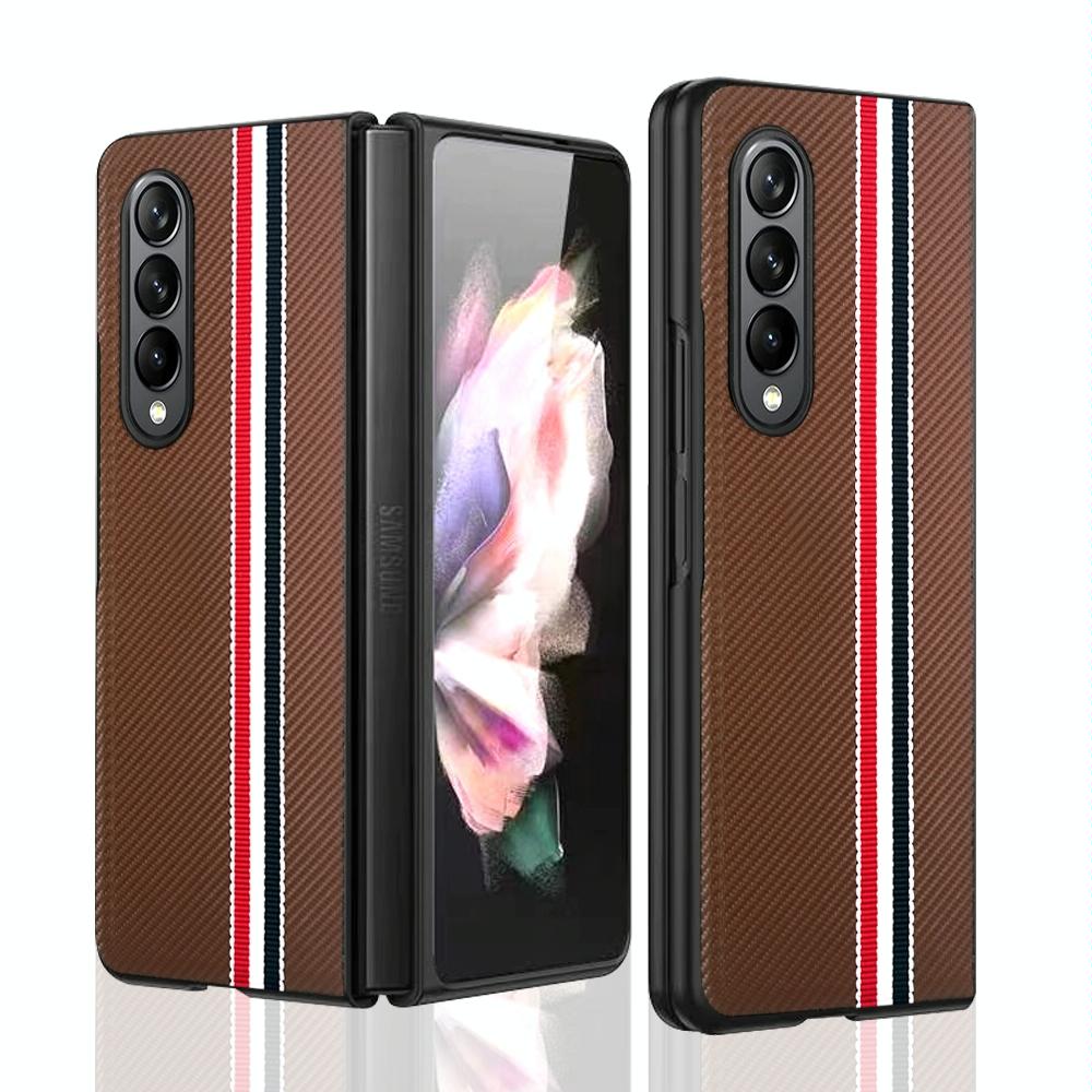 V562-E209265300ADE-202503211410-00 For Samsung Galaxy Z Fold4 5G Shockproof Twill Phone Case - Pc Tpu - Brown - Image 1