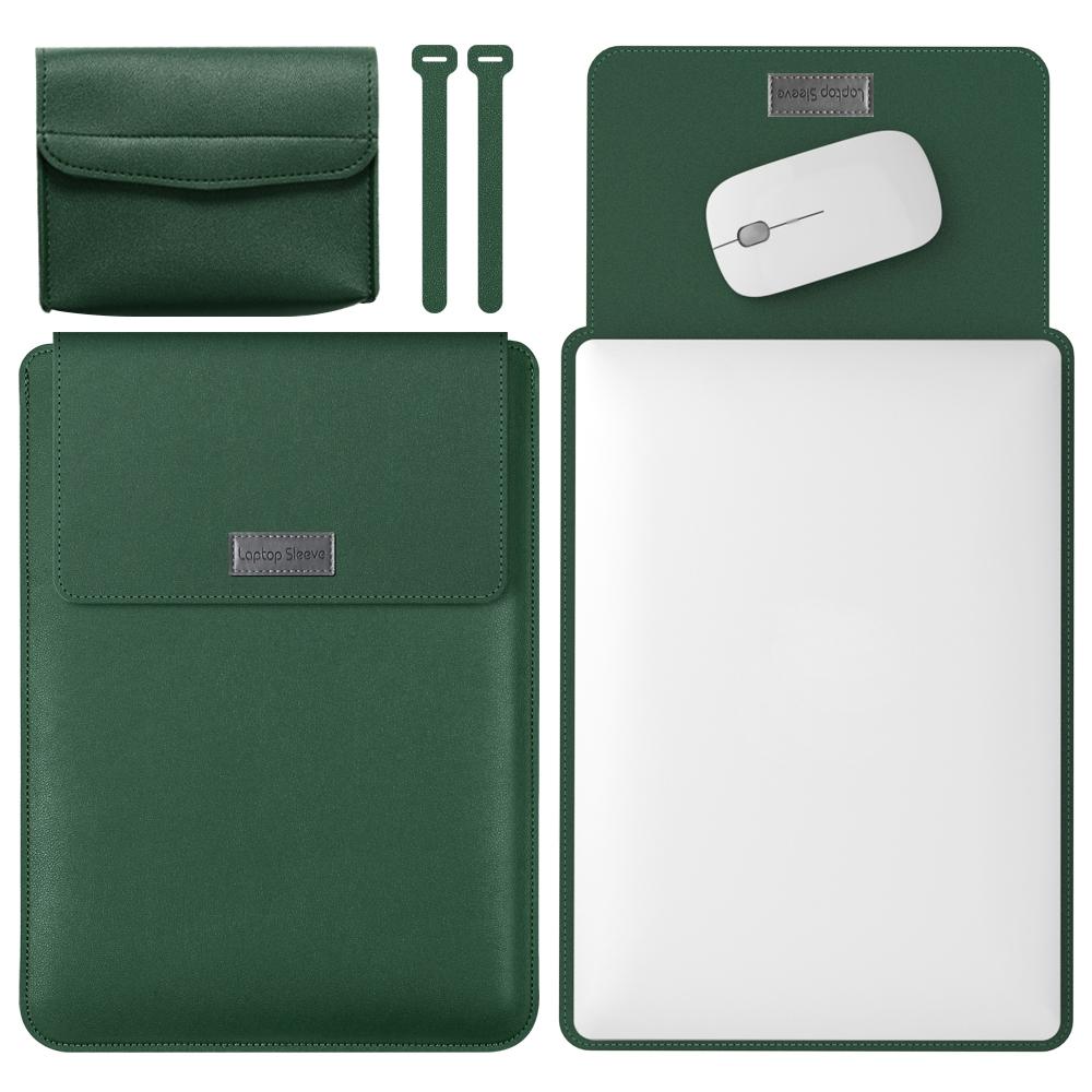 V562-E303402300ADE-202504022045-00 Lightweight Leather Computer Bag - 4-in-1 Portable - Fits 15.4 / 15.6 / 16.1 Inches - Dark Green - Image 1