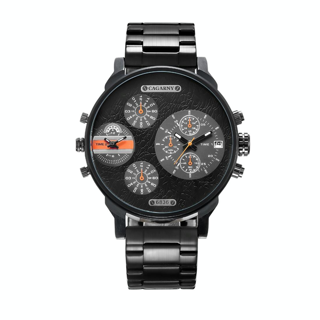 V562-E5301AW-202502212315-00 Stylish Waterproof Dual Quartz Watch with Stainless Steel Band - Orange - Image 1