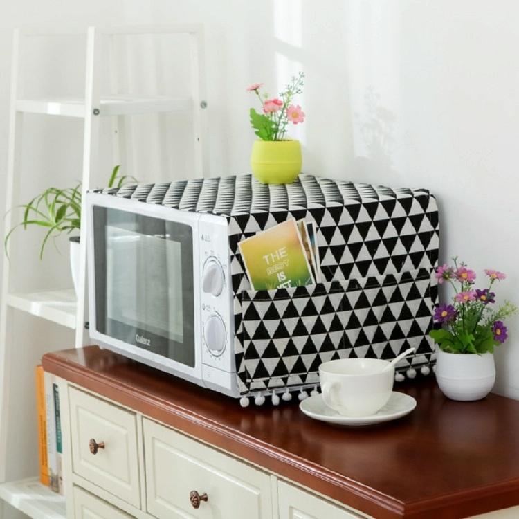 V562-F1056977230DBT-202503031841-00 Universal Cotton Linen Microwave Dust Cover - Black Triangle - Image 1