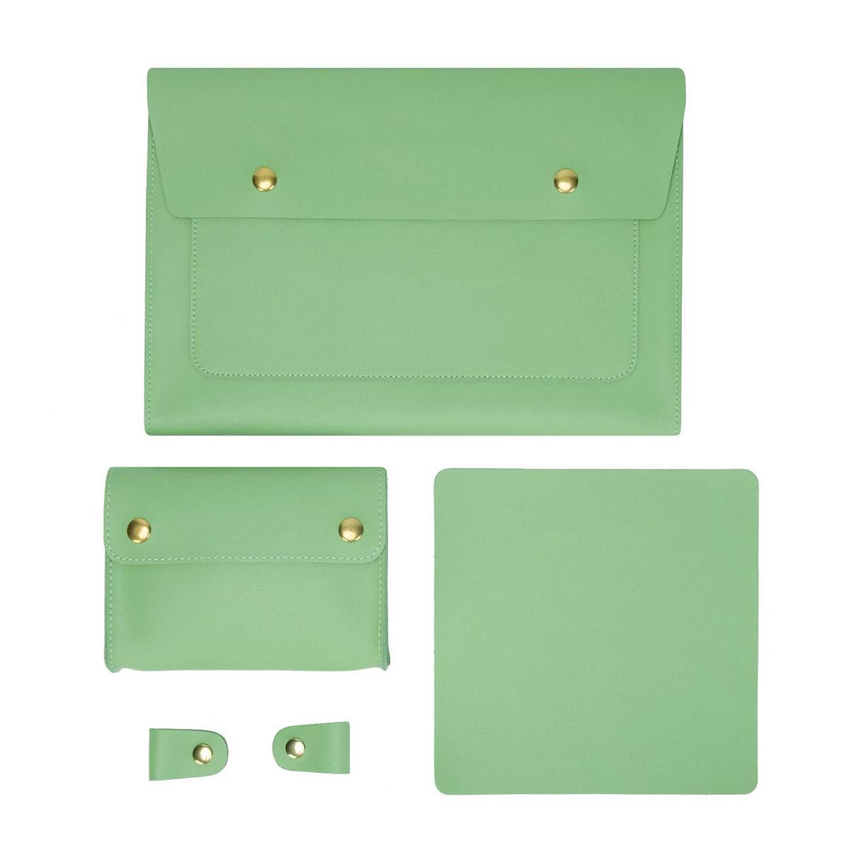 V562-F1061452060DBT-202504021931-00 3-in-1 Waterproof Leather Laptop Liner Bag - 13 Inches - Avocado Green - Image 1