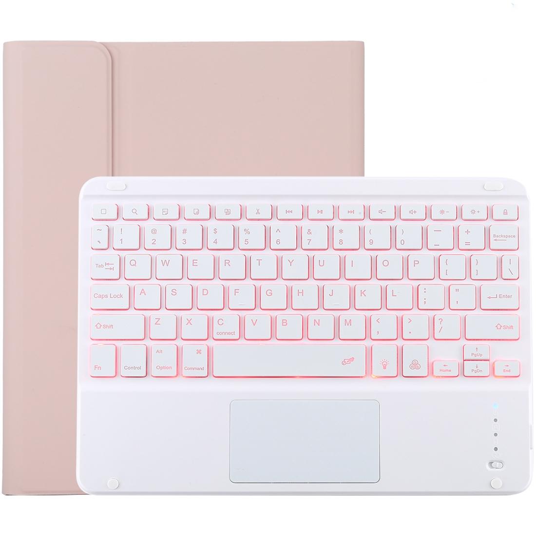 V562-F1065ORPI-202504291842-00 Bluetooth Tablet Case For Ipad 10.2 / Ipad Air 2019 With Touch Pad & Backlight & Pen Holder - Detachable - Pink - Image 1