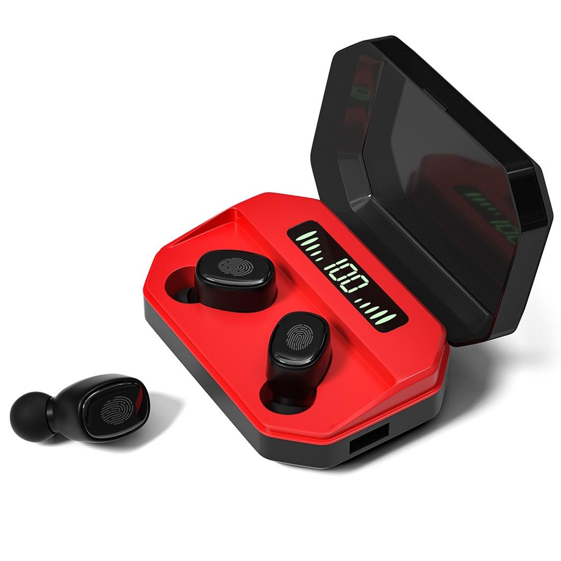 V562-F1546SAS-202505261841-00 Wireless Bluetooth 5.0 Earbuds with Touch Display & Charging Case - Red - Image 1