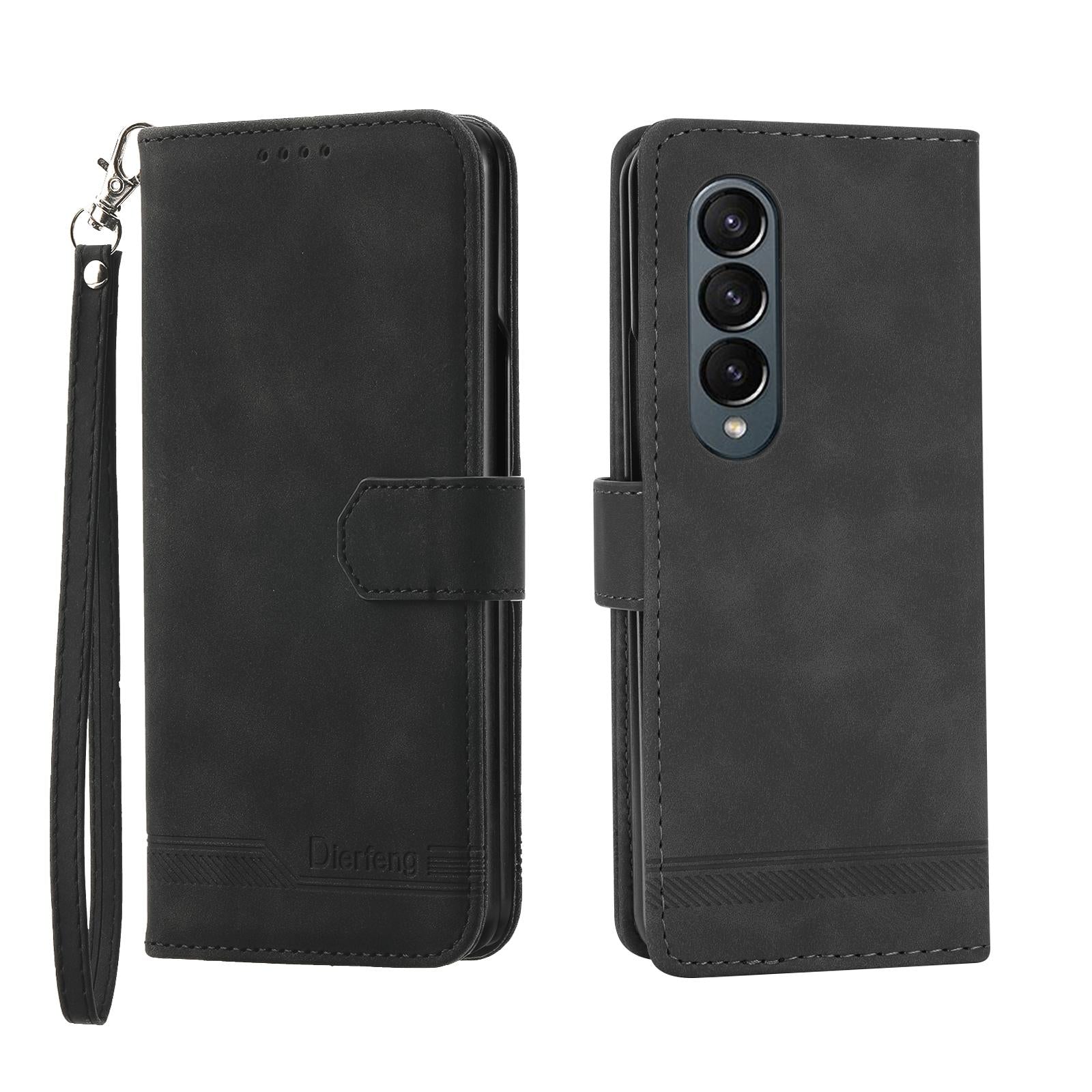 V562-F201844400ADE-202503211345-00 For Samsung Galaxy Z Fold4 5G Premium Leather Tpu Case - Black - Image 1